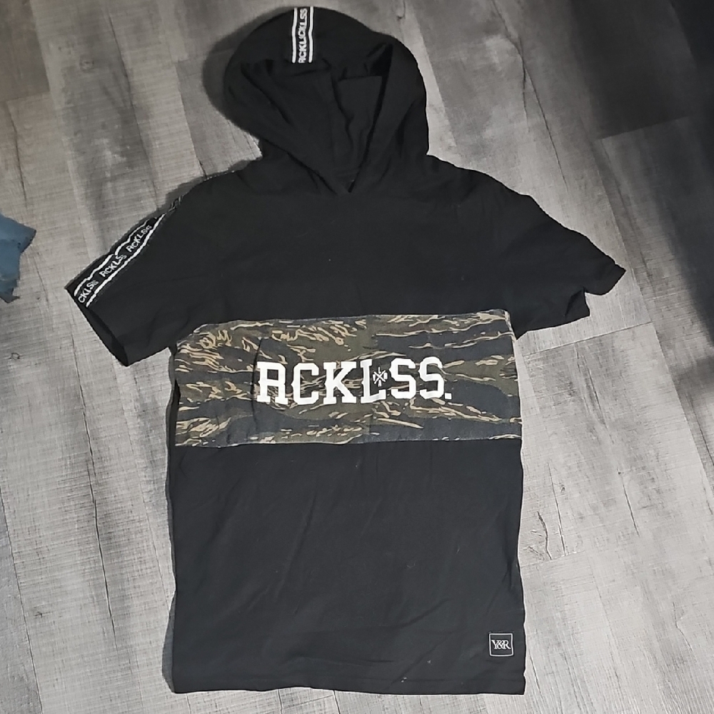 Young & Reckless Kids Black and Camouflage Hoodie